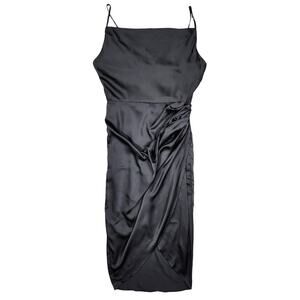 Plus Size Satin Feel Spaghetti Strap Cowl Neck Wrap Cami Dress Womens Size Large
